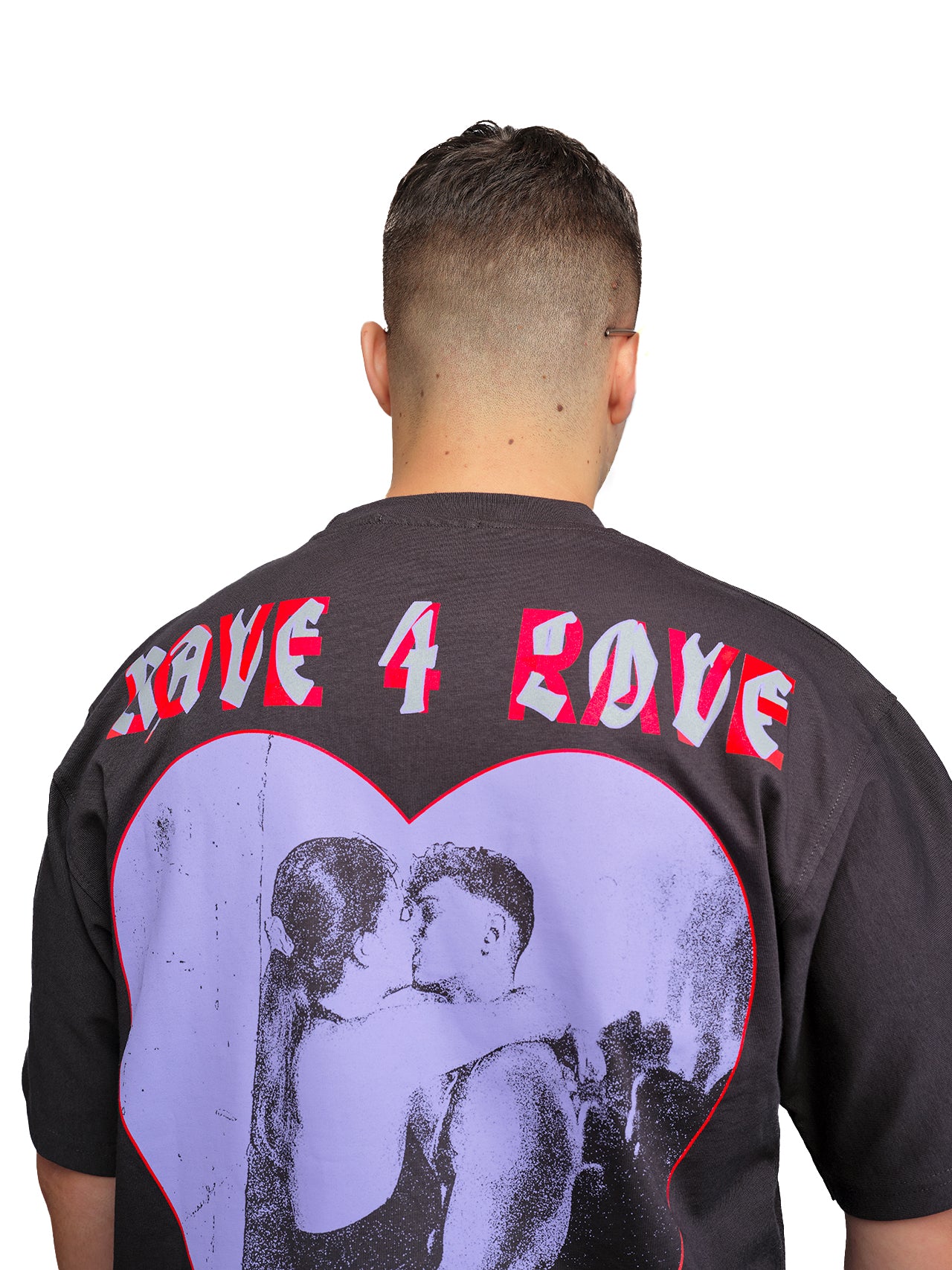 LOVE4RAVE HEART GREY - TEE
