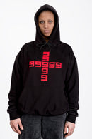 999999999 LOGO BLACK/RED - HOODIE