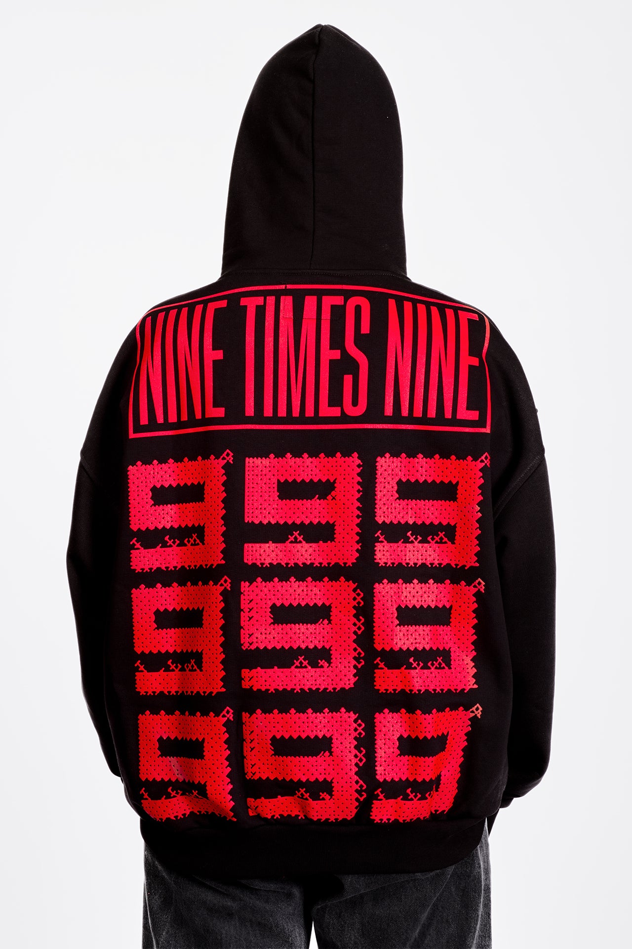 999999999 LOGO BLACK/RED - HOODIE