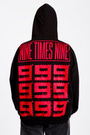999999999 LOGO BLACK/RED - HOODIE