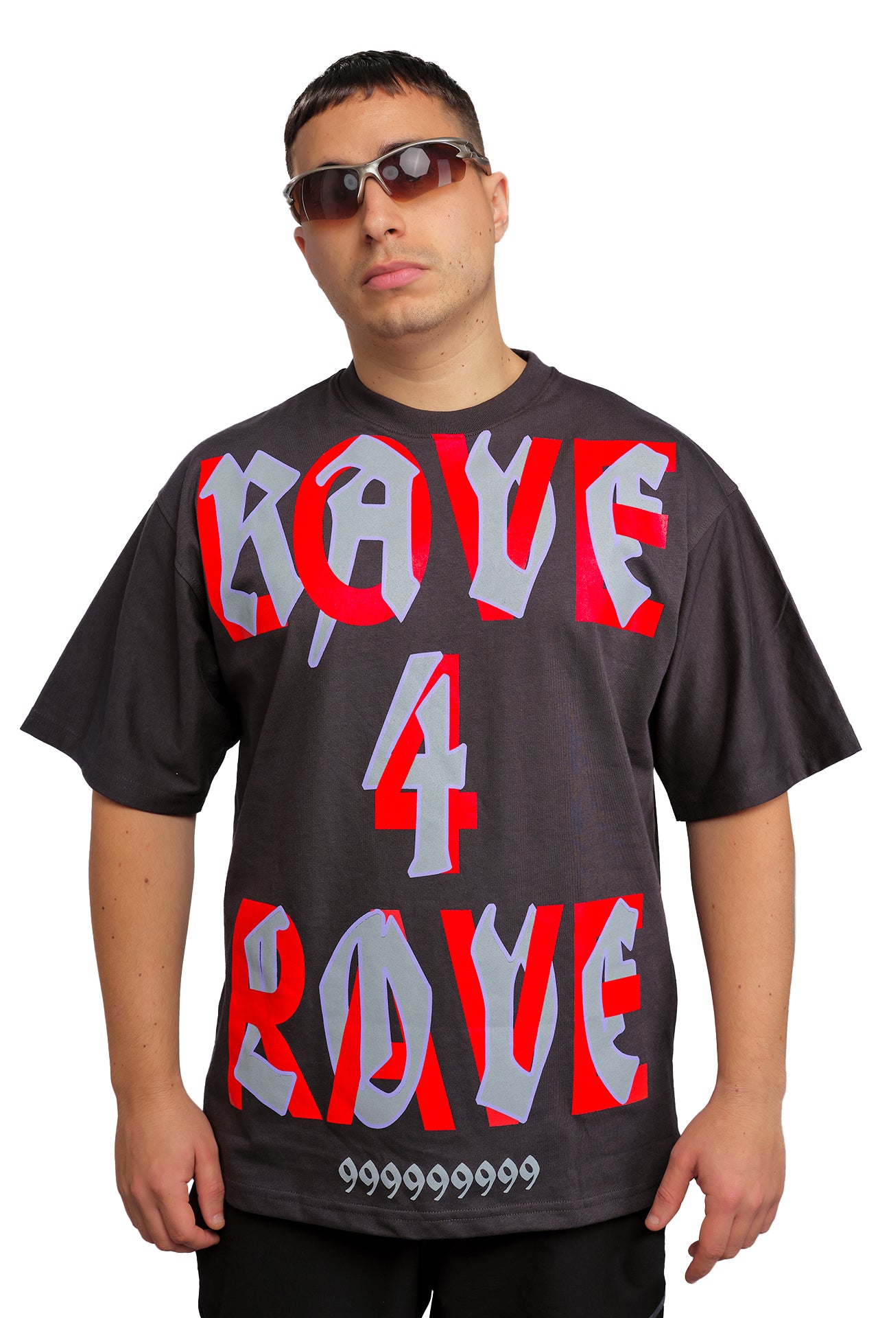 LOVE4RAVE HEART GREY - TEE