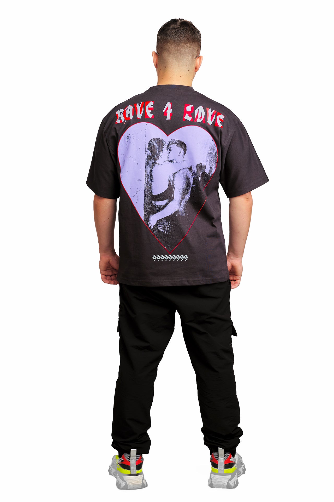 LOVE4RAVE HEART GREY - TEE