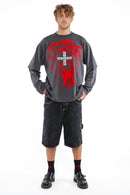 LE DOGO LOGO WASHED GREY/RED - LONG SLEEVE TEE